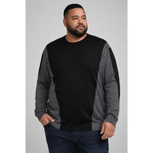 J.Lindeberg Men's Gray Black Merino Wool Colorblock Sweater Marcel Tech Pullover